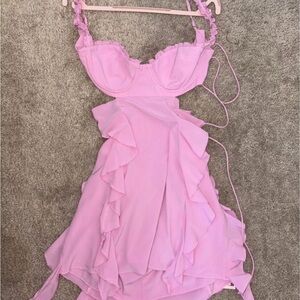 Oh Polly Pink Backless Dress